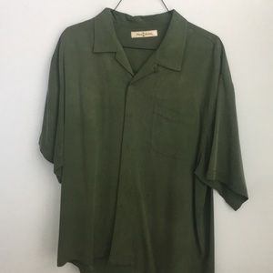 Tommy Bahama SS silk shirt. XL. Green.